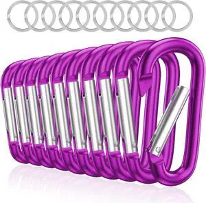 sprookber 3" Aluminum Carabiner D Ring, Caribeener Clips, Spring Snap Hook for Keychain Clip, Set of 10 sprookber 3" Aluminum Carabiner D Ring, Caribeener Clips, Spring Snap Hook for Keychain Clip, Set of 10