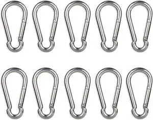 10PCS 2.36" Stainless Steel Carabiner Clip, 270-lb WLL Snap Hook. 10PCS 2.36" Stainless Steel Carabiner Clip, 270-lb WLL Snap Hook.