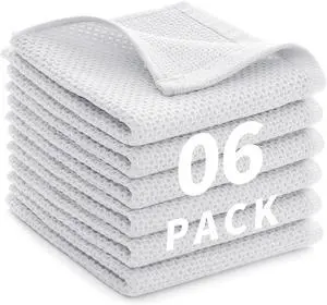 Cotton Dish Cloths 6 Pack,12x12 Inch Super Absorbent, Quick-Dry & Reusable Kitchen Cleaning Cloths, Lint-Free Washable Towels for Dishes, Glass & Household Use(White) Cotton Dish Cloths 6 Pack,12x12 Inch Super Absorbent, Quick-Dry & Reusable Kitchen Cleaning Cloths, Lint-Free Washable Towels for Dishes, Glass & Household Use(White)