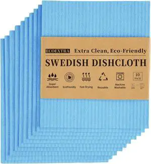 Swedish Dishcloths for Kitchen 10 Pack, Blue Cellulose Sponge Cloths of Reusable Dish Cloths for Cleaning,Super Absorbent Dish Towels for Washing Dishes Swedish Dishcloths for Kitchen 10 Pack, Blue Cellulose Sponge Cloths of Reusable Dish Cloths for Cleaning,Super Absorbent Dish Towels for Washing Dishes