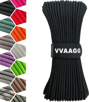 VVAAGG 1000 Black Paracord Rope 100FT Utility Nylon Heavy Duty 12 Strand Parachute Cord for Camping, Tent, Clothsline, Outdoor Hiking, Fishing, Survival Braceletand, Weatherproof Rope (100FT) VVAAGG 1000 Black Paracord Rope 100FT Utility Nylon Heavy Duty 12 Strand Parachute Cord for Camping, Tent, Clothsline, Outdoor Hiking, Fishing, Survival Braceletand, Weatherproof Rope (100FT)