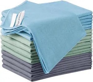 Puomue 12 Pack Microfiber Glass Cleaning Cloth, 10.8 Inch x 13.8 Inch, Lint Free Quickly Clean Windows, Mirrors, Glasses, Phone Screens, Camera Lenses (Grey+Blue+Green) Puomue 12 Pack Microfiber Glass Cleaning Cloth, 10.8 Inch x 13.8 Inch, Lint Free Quickly Clean Windows, Mirrors, Glasses, Phone Screens, Camera Lenses (Grey+Blue+Green)