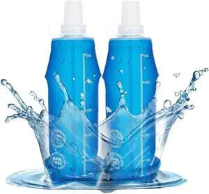 2 Pack Collapsible Water Bottle 500ml BPA-Free Foldable Soft Flask for Running, Hiking, Cycling, Jogging, Trail Running, Marathon, Travel, Outdoor Reusable Hydration Bottle for Backpack (500 ml) 2 Pack Collapsible Water Bottle 500ml BPA-Free Foldable Soft Flask for Running, Hiking, Cycling, Jogging, Trail Running, Marathon, Travel, Outdoor Reusable Hydration Bottle for Backpack (500 ml)