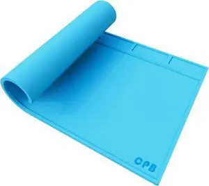 CPB Silicone Soldering Repair Mat, 13.7" x 9.8" Heat Resistant Work Mat | with Scale Rule and Screw Position for Soldering Iron, Electronics, Computer, Cellphone -Blue CPB Silicone Soldering Repair Mat, 13.7" x 9.8" Heat Resistant Work Mat | with Scale Rule and Screw Position for Soldering Iron, Electronics, Computer, Cellphone -Blue
