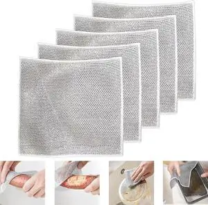 New Multifunctional Non-Scratch Wire Dishcloth, Multipurpose Wire Dishwashing Rags for Wet and Dry, Scrubs & Cleans for Dishes, Sinks, Counters, Stove Tops (5Pcs) New Multifunctional Non-Scratch Wire Dishcloth, Multipurpose Wire Dishwashing Rags for Wet and Dry, Scrubs & Cleans for Dishes, Sinks, Counters, Stove Tops (5Pcs)