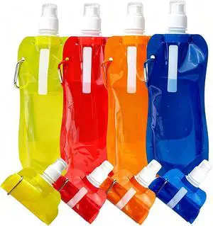 4 Pack Collapsible Water Bottles for Travel 16oz Foldable Water Bottle with Carabiner,Leakproof Lid, 480ML Portable Reusable BPA-Free Water Bottle for Hiking,Sports,Camping,Biking 4 Pack Collapsible Water Bottles for Travel 16oz Foldable Water Bottle with Carabiner,Leakproof Lid, 480ML Portable Reusable BPA-Free Water Bottle for Hiking,Sports,Camping,Biking