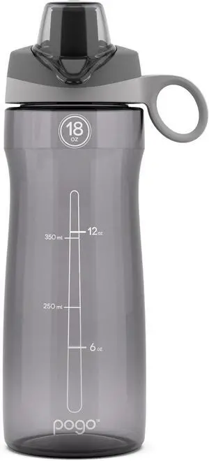 Pogo BPA-Free Tritan Plastic Water Bottle with Chug Lid, 18 Oz, Grey | Leakproof water bottle with chug lid and carry handle. BPA-free, great for travel, school, outdoors, and gym. Pogo BPA-Free Tritan Plastic Water Bottle with Chug Lid, 18 Oz, Grey | Leakproof water bottle with chug lid and carry handle. BPA-free, great for travel, school, outdoors, and gym.