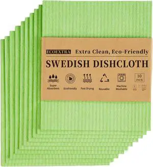 Swedish Dishcloths for Kitchen 10 Pack, Green Cellulose Sponge Cloths of Reusable Dish Cloths for Cleaning,Super Absorbent Dish Towels for Washing Dishes Swedish Dishcloths for Kitchen 10 Pack, Green Cellulose Sponge Cloths of Reusable Dish Cloths for Cleaning,Super Absorbent Dish Towels for Washing Dishes