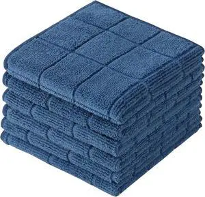 Microfiber Super Absorbent and Lint Free Terry Dish Rags | Dish Cloths Set of 6 for Household, 11 x 11 Inches (Navy Blue, 6) Microfiber Super Absorbent and Lint Free Terry Dish Rags | Dish Cloths Set of 6 for Household, 11 x 11 Inches (Navy Blue, 6)