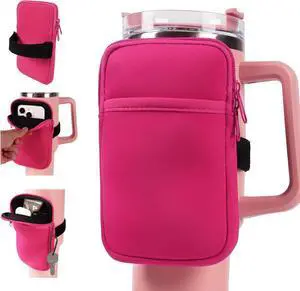 LMYUHONG Water Bottle Pouch For Stanley cup accessories 40oz 20oz 30oz,tumbler pouch with Versatile Pocket, for Cards, Keys,Earphone. Fits for Phones, Use for Running, Walking, Hiking,Biking,DeepPink LMYUHONG Water Bottle Pouch For Stanley cup accessories 40oz 20oz 30oz,tumbler pouch with Versatile Pocket, for Cards, Keys,Earphone. Fits for Phones, Use for Running, Walking, Hiking,Biking,DeepPink