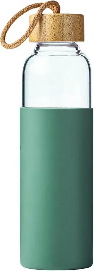 21oz Glass Water Bottle with Silicone Sleeve & Bamboo Lid, BPA Free Reusable Water Bottle Glass for Gym Office Travel, Gift for Fitness Enthusiasts (Green) 21oz Glass Water Bottle with Silicone Sleeve & Bamboo Lid, BPA Free Reusable Water Bottle Glass for Gym Office Travel, Gift for Fitness Enthusiasts (Green)