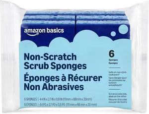 Amazon Basics Non-Scratch Dual-Sided Sponges for Nonstick Pots and Pans, Dish Scrubber, All-Purpose, 6-Pack, Packaging May Vary Amazon Basics Non-Scratch Dual-Sided Sponges for Nonstick Pots and Pans, Dish Scrubber, All-Purpose, 6-Pack, Packaging May Vary