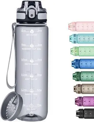 32oz Water Bottle with Time Marker, Motivational Drinking Bottle with Strap, BPA-Free Leak-Proof, Encouraging Water Bottle Time to Drink Water for Gym School Office Travel 32oz Water Bottle with Time Marker, Motivational Drinking Bottle with Strap, BPA-Free Leak-Proof, Encouraging Water Bottle Time to Drink Water for Gym School Office Travel