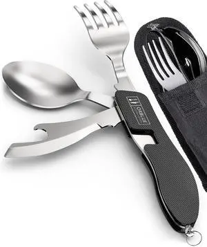 Orblue 4-in-1 Camping Eating Utensils, 2-Pack - Portable Spoon, Fork, Knife & Bottle Opener Combo Set - Stainless Steel Flatware with Detachable Fork - Travel, Backpacking Cutlery Multitool, Black Orblue 4-in-1 Camping Eating Utensils, 2-Pack - Portable Spoon, Fork, Knife & Bottle Opener Combo Set - Stainless Steel Flatware with Detachable Fork - Travel, Backpacking Cutlery Multitool, Black