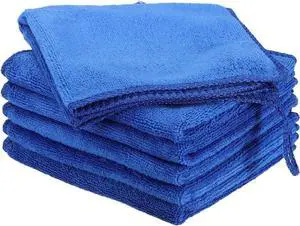 HARFINGTON 6 Pack Microfiber Cleaning Cloth, 8" x 8" Multi-Functional Cleaning Towels Reusable Absorbent Rags with Hook for Car Wash Kitchen Household Window Clean, Sapphire Blue HARFINGTON 6 Pack Microfiber Cleaning Cloth, 8" x 8" Multi-Functional Cleaning Towels Reusable Absorbent Rags with Hook for Car Wash Kitchen Household Window Clean, Sapphire Blue