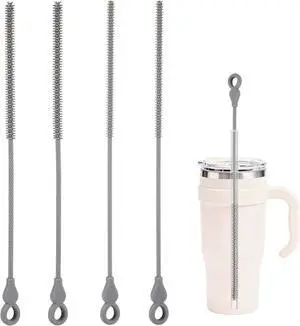 Silicone Straw Cleaner Brush, 4Pcs Reusable Straw Brush Set with Extra-Long Design for Cleaning Thin Metal Straws and Wider Milkshake Straws 6mm+9mm Gray) Silicone Straw Cleaner Brush, 4Pcs Reusable Straw Brush Set with Extra-Long Design for Cleaning Thin Metal Straws and Wider Milkshake Straws 6mm+9mm Gray)