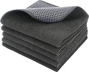 SINLAND Dish Cloth for Washing Dishes Kitchen Washcloth Cleaning Cloth | 12x12inch 5pack Kitchen Towels Rags, Microfiber Cleaning Cloths, Wash Cloths with Poly Scour Side, Wholesale, Dark Grey SINLAND Dish Cloth for Washing Dishes Kitchen Washcloth Cleaning Cloth | 12x12inch 5pack Kitchen Towels Rags, Microfiber Cleaning Cloths, Wash Cloths with Poly Scour Side, Wholesale, Dark Grey
