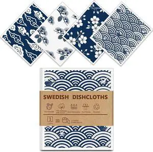 4Pcs Swedish Dishcloths, Reusable Paper Towels for Kitchen, Super Absorbent | Washable & No Odor Dish Rags, Japanese Pattern, Non-Scratch Cellulose Sponge Cloths for Washing Dishes, Biodegradable 4Pcs Swedish Dishcloths, Reusable Paper Towels for Kitchen, Super Absorbent | Washable & No Odor Dish Rags, Japanese Pattern, Non-Scratch Cellulose Sponge Cloths for Washing Dishes, Biodegradable