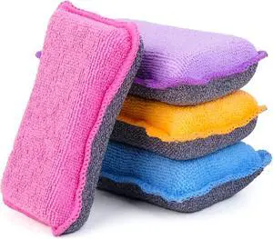 UPSTAR Kitchen Sponges for Dishes, Microfiber Cleaning Scrubber, Non-Scratch Scrubbies for Dishwashing and Bathroom, Size L Pack of 4 UPSTAR Kitchen Sponges for Dishes, Microfiber Cleaning Scrubber, Non-Scratch Scrubbies for Dishwashing and Bathroom, Size L Pack of 4