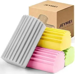 Jeymei Damp Clean Duster Sponge,4Pcs Dust Sponge for Cleaning,Multicolored | Damp Dusting Sponge with Ridges,Baseboard Cleaning Tool,Reusable Wet Duster Sponge,Household Cleaning Sponges for Blinds Jeymei Damp Clean Duster Sponge,4Pcs Dust Sponge for Cleaning,Multicolored | Damp Dusting Sponge with Ridges,Baseboard Cleaning Tool,Reusable Wet Duster Sponge,Household Cleaning Sponges for Blinds