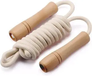 Jump Rope for Kids - Wooden Handle - Adjustable Cotton Braided Fitness Skipping Rope for Toddler Fitness Workout Exercise Outdoor Activity Jump Rope for Kids - Wooden Handle - Adjustable Cotton Braided Fitness Skipping Rope for Toddler Fitness Workout Exercise Outdoor Activity