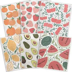 Swedish Dishcloths for Kitchen 6 Pack Cellulose Reusable Cleaning Paper Towels Soft, Quick-Drying, Washable Dish Rags for Kitchen, Counters & More (Fruit) Swedish Dishcloths for Kitchen 6 Pack Cellulose Reusable Cleaning Paper Towels Soft, Quick-Drying, Washable Dish Rags for Kitchen, Counters & More (Fruit)