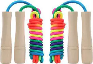 Jump Rope for Kids, Children Adjustable Cotton Skipping Rope with Wooden Handle for Boys Girls Fitness Outdoor Activity Jump Rope for Kids, Children Adjustable Cotton Skipping Rope with Wooden Handle for Boys Girls Fitness Outdoor Activity