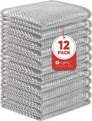 Orighty Dish Cloths for Washing Dishes, 12 Pack Metal Dish Rags, 7"x8" | Multipurpose Wire Dishwashing Rag, Non-Scratch Wire Cleaning Cloths, Powerful Dishcloth Rag Scrubber for Kitchen, Cookware Orighty Dish Cloths for Washing Dishes, 12 Pack Metal Dish Rags, 7"x8" | Multipurpose Wire Dishwashing Rag, Non-Scratch Wire Cleaning Cloths, Powerful Dishcloth Rag Scrubber for Kitchen, Cookware