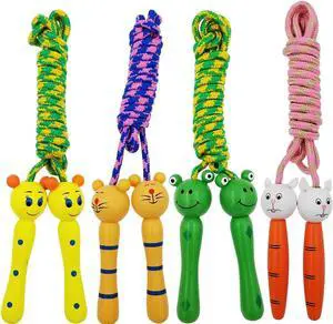 4 Pack Jump Rope with Wood Handles for Kids - Skipping Rope Great for Children and Students Outdoor Fun Activity, Party Favor, Recreation and fitness Keeping Fit. 4 Pack Jump Rope with Wood Handles for Kids - Skipping Rope Great for Children and Students Outdoor Fun Activity, Party Favor, Recreation and fitness Keeping Fit.