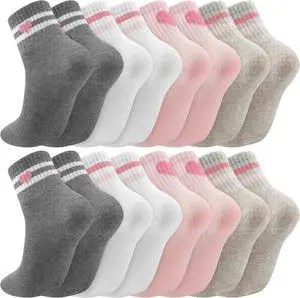Jspupifip Girls Crew Athletic Socks | Cute Socks with Retro Stripes Hearts Cartoon Patterns for Running Sport Outdoor Jspupifip Girls Crew Athletic Socks | Cute Socks with Retro Stripes Hearts Cartoon Patterns for Running Sport Outdoor