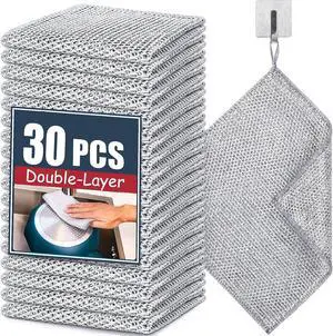 Navona 30 Pcs New Upgrade Steel Wire Dishcloth,Double-Layer Steel Wire Cleaning Cloth,Powerful Cleaning Non-Scratch Wire Dishcloth Rag for Cookware, Sinks, Dishes, Stove Tops Navona 30 Pcs New Upgrade Steel Wire Dishcloth,Double-Layer Steel Wire Cleaning Cloth,Powerful Cleaning Non-Scratch Wire Dishcloth Rag for Cookware, Sinks, Dishes, Stove Tops