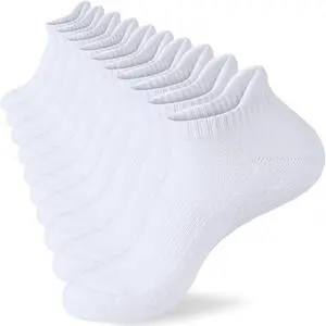 Mens Cotton Cushioned Ankle Socks, Athletic Running Socks with Heel Tab | Soft Breathable Moisture Wicking Durable Mens Cotton Cushioned Ankle Socks, Athletic Running Socks with Heel Tab | Soft Breathable Moisture Wicking Durable