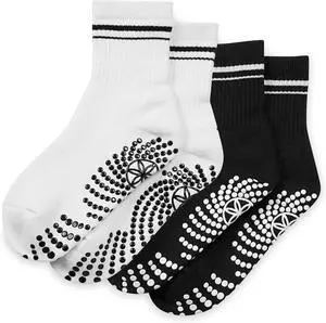 Gaiam Grippy Crew Socks with Silicone Grip Non-Slip Socks for Pilates, Yoga, Barre & Dance | Cotton Blend | 2-Pack or 3-Pack Gaiam Grippy Crew Socks with Silicone Grip Non-Slip Socks for Pilates, Yoga, Barre & Dance | Cotton Blend | 2-Pack or 3-Pack