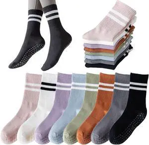 Tergy 8 Pairs Long Yoga Socks with Grip for Women Anti Skid Gripper Socks No Slip Socks for Pilates, Barre, Dance,Yoga Tergy 8 Pairs Long Yoga Socks with Grip for Women Anti Skid Gripper Socks No Slip Socks for Pilates, Barre, Dance,Yoga