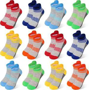 ZERULETS Kids Socks 12 Pairs Boys Ankle Low Cut Athletic Socks 1-14 Years | Half Cushion, Arch Support, Heel Tab, Soft Short Socks, Breathable ZERULETS Kids Socks 12 Pairs Boys Ankle Low Cut Athletic Socks 1-14 Years | Half Cushion, Arch Support, Heel Tab, Soft Short Socks, Breathable