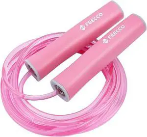 FEECCO Jump Rope for Kids, Pink and Blue Colored Jump Ropes for Girls and Boys 3~12 Years Old, with Adjustable Length Rope and Skin Friendly Silicone Handles FEECCO Jump Rope for Kids, Pink and Blue Colored Jump Ropes for Girls and Boys 3~12 Years Old, with Adjustable Length Rope and Skin Friendly Silicone Handles