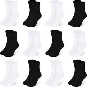 Kids Socks 12 Pairs Crew Socks for Toddler Boys Girls 1-14 Years | School Athletic Mid Cut Socks, Breathable, Lightweight, Multipack Black White, Indoor & Outdoor Kids Socks 12 Pairs Crew Socks for Toddler Boys Girls 1-14 Years | School Athletic Mid Cut Socks, Breathable, Lightweight, Multipack Black White, Indoor & Outdoor