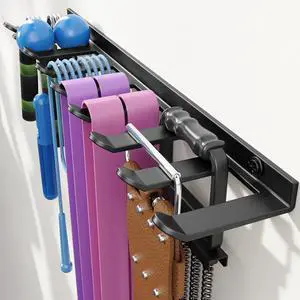 niffgaff Home Gym Storage Rack Organizer - Multi-Purpose Black Fitness Equipment Rack for Bands, Lifting Belts, Accessories niffgaff Home Gym Storage Rack Organizer - Multi-Purpose Black Fitness Equipment Rack for Bands, Lifting Belts, Accessories