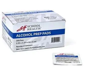 School Health Alcohol Prep Pad - 200 pack, Sterile, Individualy-Wrapped, Isopropyl Non-Woven Pad | Medium Size, 2 Ply - Disposable - For Medical and First Aid Kits - Latex Free and Antiseptic School Health Alcohol Prep Pad - 200 pack, Sterile, Individualy-Wrapped, Isopropyl Non-Woven Pad | Medium Size, 2 Ply - Disposable - For Medical and First Aid Kits - Latex Free and Antiseptic