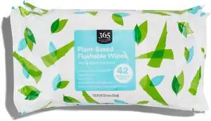 365 by Whole Foods Market, Plant-Based Flushable Wipes, Aloe & Green Tea Scent, 42 Count (Pack of 3) 365 by Whole Foods Market, Plant-Based Flushable Wipes, Aloe & Green Tea Scent, 42 Count (Pack of 3)