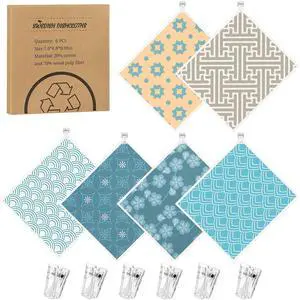 6 Pack Swedish Dishcloths for Kitchen, Geometric Pattern Swedish Rags | Dish Towels with Clips, Reusable Paper Towels Washable Absorbent for Home Housewarming Cleaning Gifts for Hostess 6 Pack Swedish Dishcloths for Kitchen, Geometric Pattern Swedish Rags | Dish Towels with Clips, Reusable Paper Towels Washable Absorbent for Home Housewarming Cleaning Gifts for Hostess