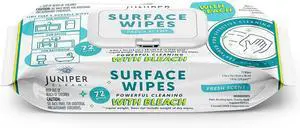Juniper CLEAN 1 Pack Surface Wipes with Bleach, All-Purpose Cleaner for Bathroom, Kitchen, Office, 72 Count Soft Flow, Fresh Scent, Lint Free & Durable Juniper CLEAN 1 Pack Surface Wipes with Bleach, All-Purpose Cleaner for Bathroom, Kitchen, Office, 72 Count Soft Flow, Fresh Scent, Lint Free & Durable