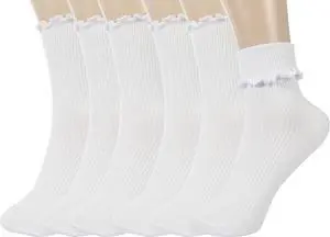 BomKinta Ruffle Socks Women Turn-Cuff Frilly Sock Cotton Crew Socks | Lightweight, Athletic, Gifts BomKinta Ruffle Socks Women Turn-Cuff Frilly Sock Cotton Crew Socks | Lightweight, Athletic, Gifts
