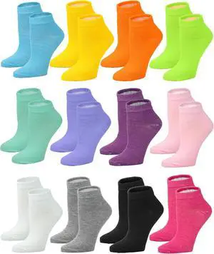 Gelante 12-Pair Women's Ankle Socks, Colorful Comfortable Lightweight Breathable Athletic Gelante 12-Pair Women's Ankle Socks, Colorful Comfortable Lightweight Breathable Athletic