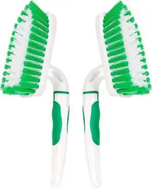 2-Pack Scrub Brush for Cleaning with Long Handle, White&Green | Medium Firm Bathroom Cleaning Supplies, Bathtub and Shower Cleaner Brush, Multi-Scene Use for Kitchen or Carpet Cleaning 2-Pack Scrub Brush for Cleaning with Long Handle, White&Green | Medium Firm Bathroom Cleaning Supplies, Bathtub and Shower Cleaner Brush, Multi-Scene Use for Kitchen or Carpet Cleaning