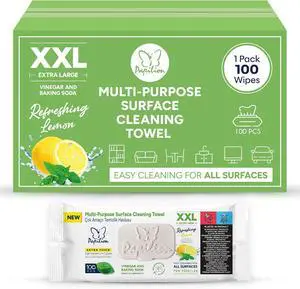PAPILION Multi-Surface Cleaning Wipes, Lemon Scent, Removes Dirt & Stains, Paraben & SLS-Free, Surface-Safe Formula for Everyday Home, Kitchen & Office Cleaning, Flip-Top Pack, 100 Count PAPILION Multi-Surface Cleaning Wipes, Lemon Scent, Removes Dirt & Stains, Paraben & SLS-Free, Surface-Safe Formula for Everyday Home, Kitchen & Office Cleaning, Flip-Top Pack, 100 Count