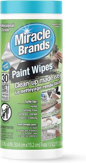 MiracleWipes for Paint Prep & Cleanup, Remove Tough Grime Build-Up, Wet Paint, Caulking, Epoxy, Colorant, and more from Hands, Surfaces, & Tools - 30 Count MiracleWipes for Paint Prep & Cleanup, Remove Tough Grime Build-Up, Wet Paint, Caulking, Epoxy, Colorant, and more from Hands, Surfaces, & Tools - 30 Count