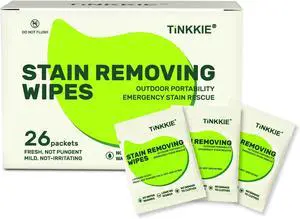 Stain Remover Wipes for Clothes & Fabric, 26 Pack | Instant Clothing Stain Remover, For Shoes, Shirts & Jackets, Individually Wrapped Portable, For Travel & On-the-Go Cleaning Stain Remover Wipes for Clothes & Fabric, 26 Pack | Instant Clothing Stain Remover, For Shoes, Shirts & Jackets, Individually Wrapped Portable, For Travel & On-the-Go Cleaning