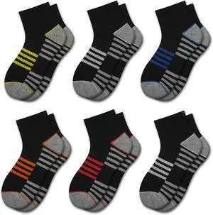 Comfoex Boys Athletic Quarter Socks - Ankle Sports Socks With Cushioned Sole - 6 Pairs, Sizes 4-6, 6-8, 8-10 Years Old Comfoex Boys Athletic Quarter Socks - Ankle Sports Socks With Cushioned Sole - 6 Pairs, Sizes 4-6, 6-8, 8-10 Years Old