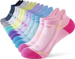 Niorasen Women's Cotton Ankle Socks, 6 Pairs, Cushioned for Running | 85% cotton with breathable mesh and full cushioning; heel tab plus reinforced heel and toe support running and workouts. Niorasen Women's Cotton Ankle Socks, 6 Pairs, Cushioned for Running | 85% cotton with breathable mesh and full cushioning; heel tab plus reinforced heel and toe support running and workouts.